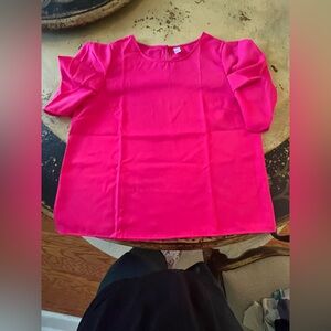 Pink puff sleeve shirt